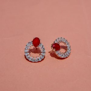Silver Zara Ruby Radiance Hoops