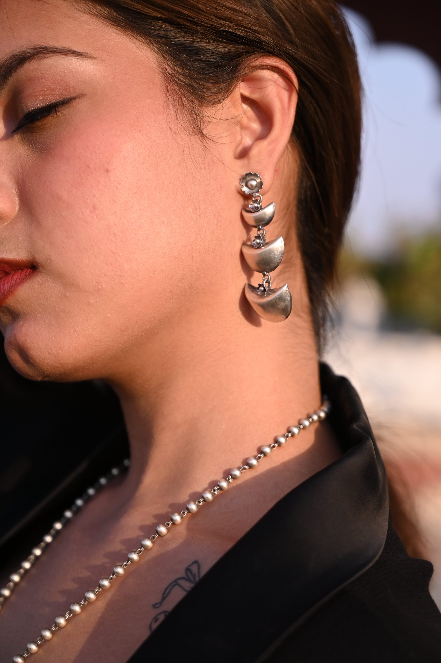 Mishi Crescent Moon Layered Earrings - Image 2