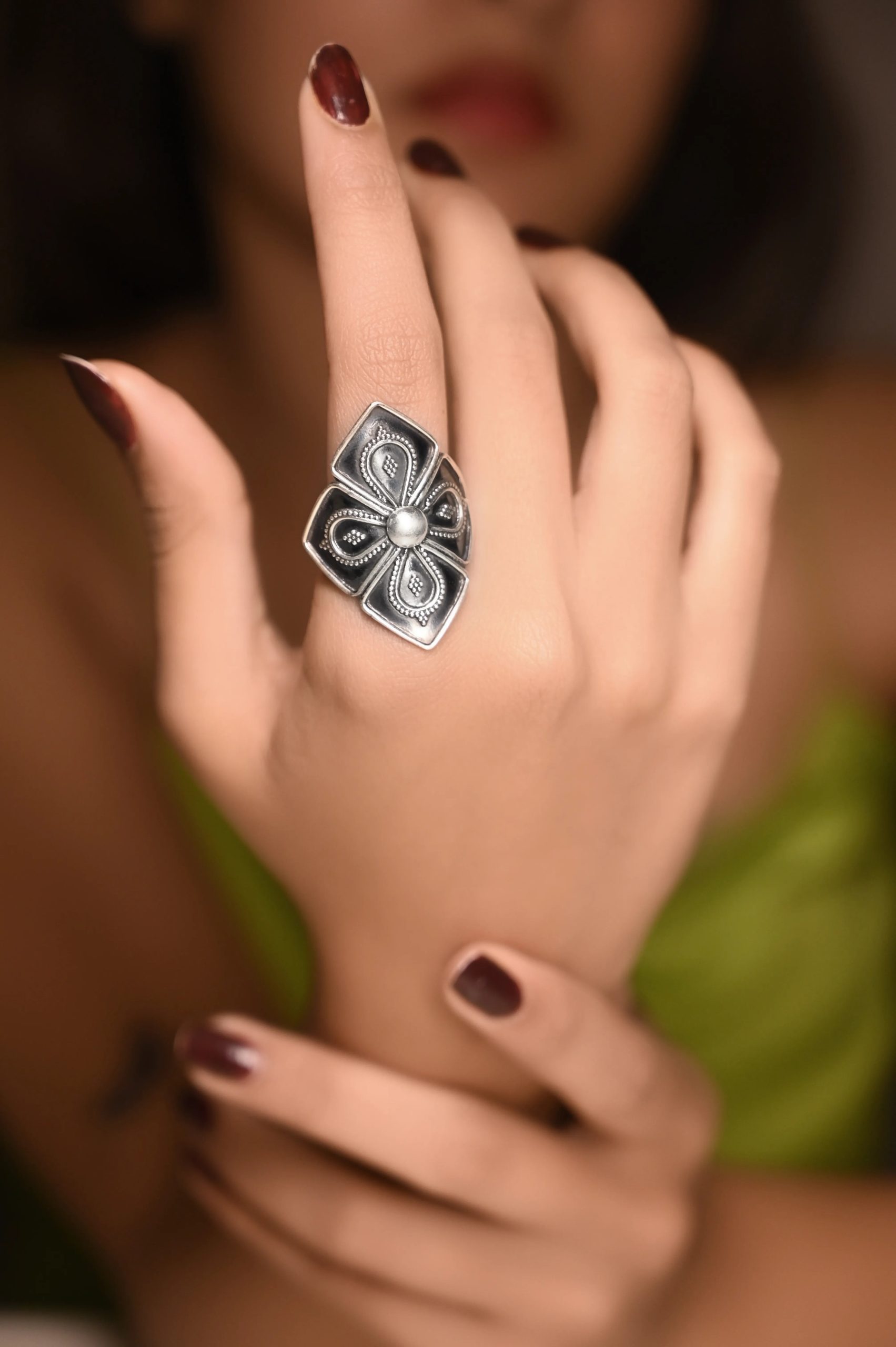 Anokhi Pink Flower Ring - Image 2