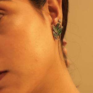 Aadhya Leaf Enamel Earring