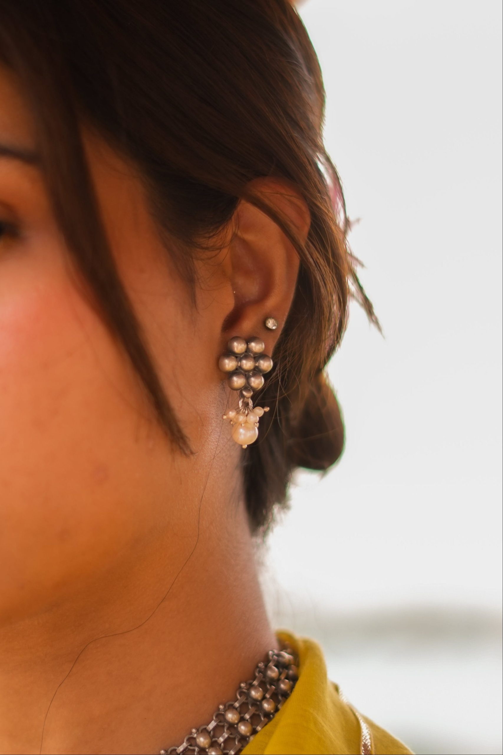 Virasat Floral Pearl Drop Earring - Image 2