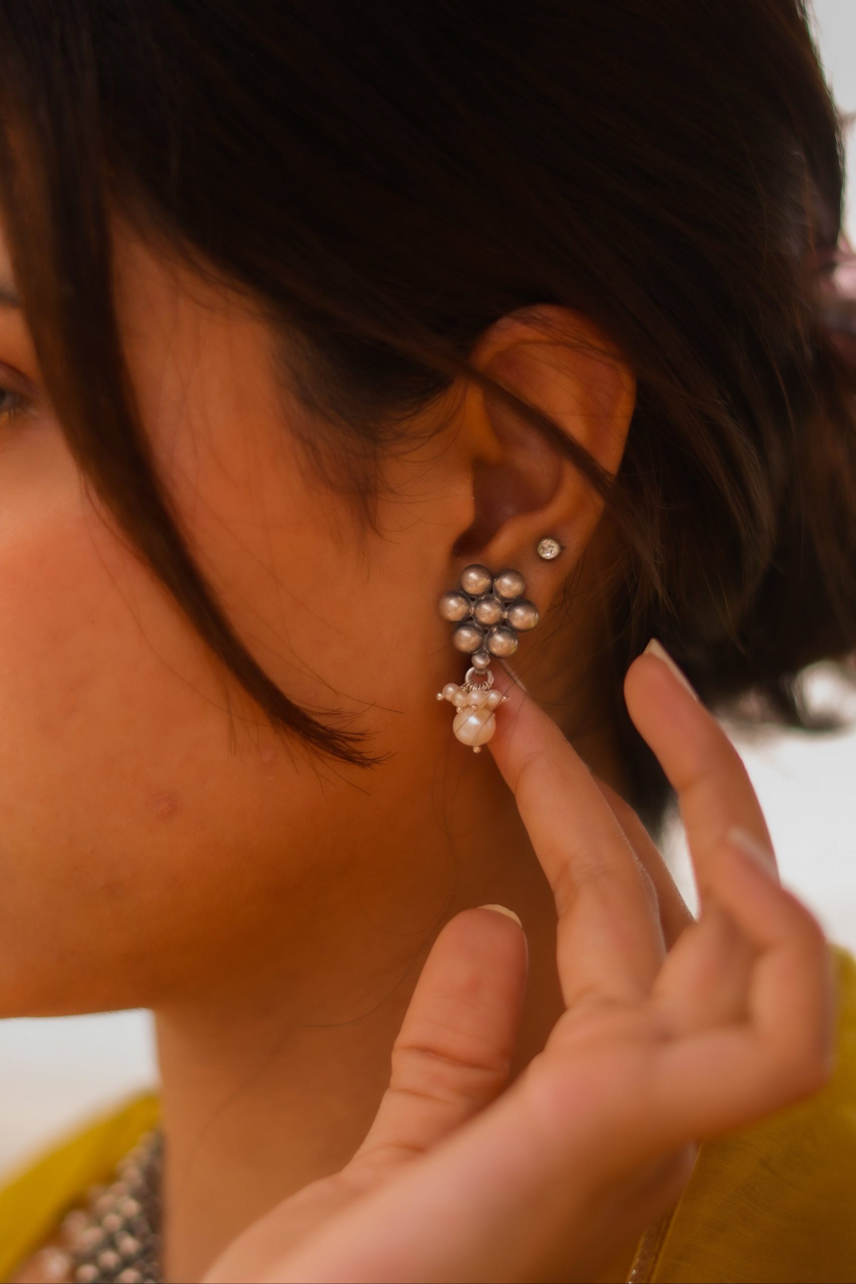 Virasat Floral Pearl Drop Earring - Image 3