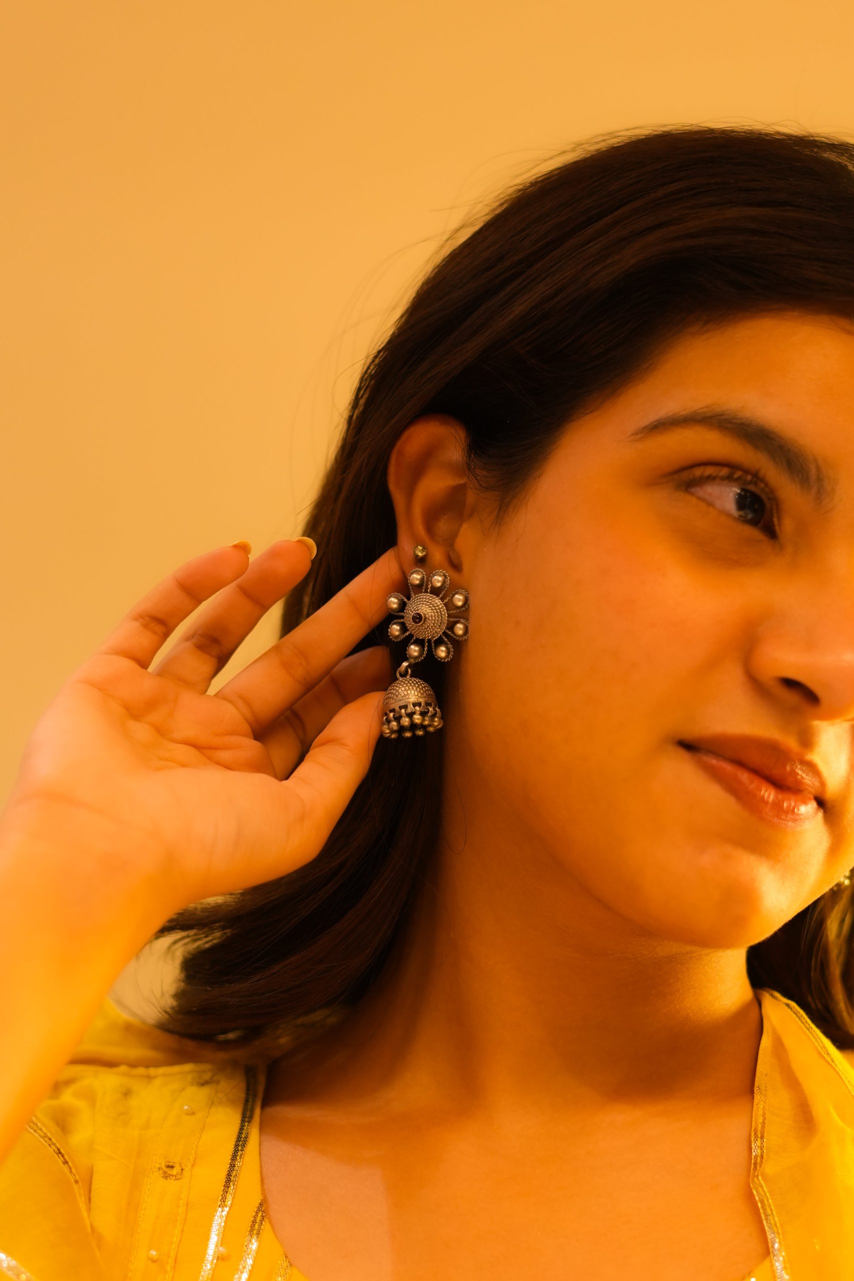 Anokhi Textured Floral Jhumka - Image 2
